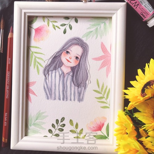 森系少女水彩小头像-送给闺蜜的小礼物 第9步