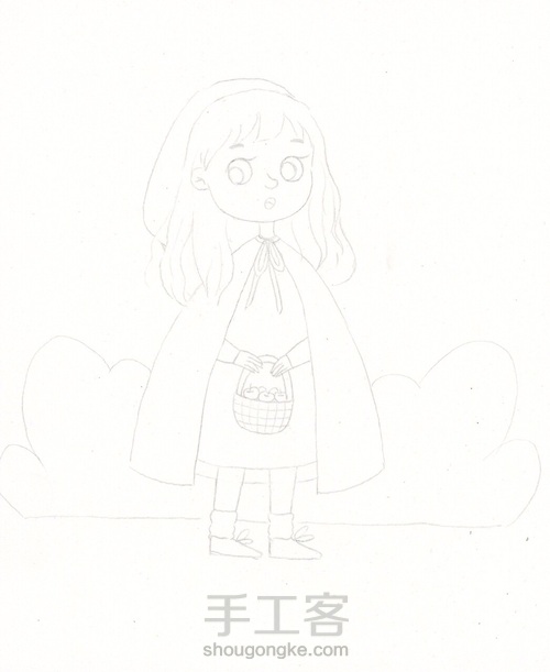 水彩小红帽 第1步