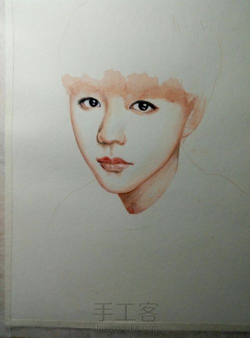 tfboys-王俊凯手绘彩铅教学 第2步
