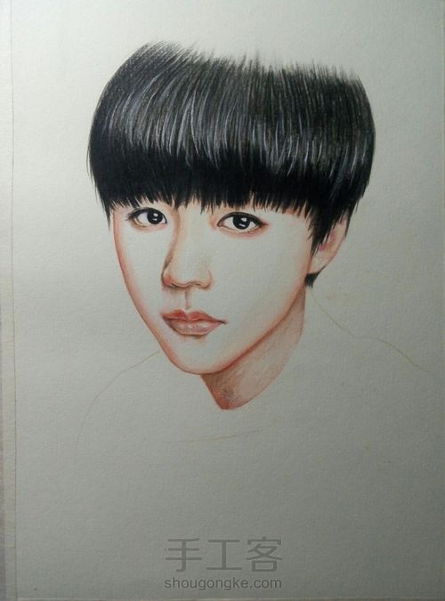 tfboys-王俊凯手绘彩铅教学 第3步