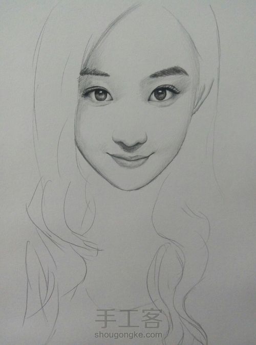 赵丽颖素描手绘教程 第3步