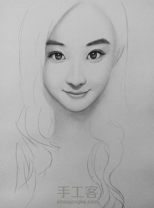 赵丽颖素描手绘教程 第4步