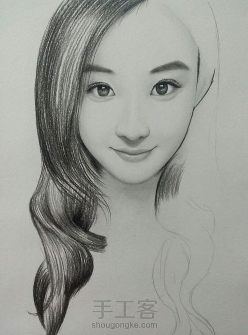 赵丽颖素描手绘教程 第5步