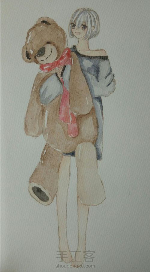 抱着泰迪的姑娘 第1步