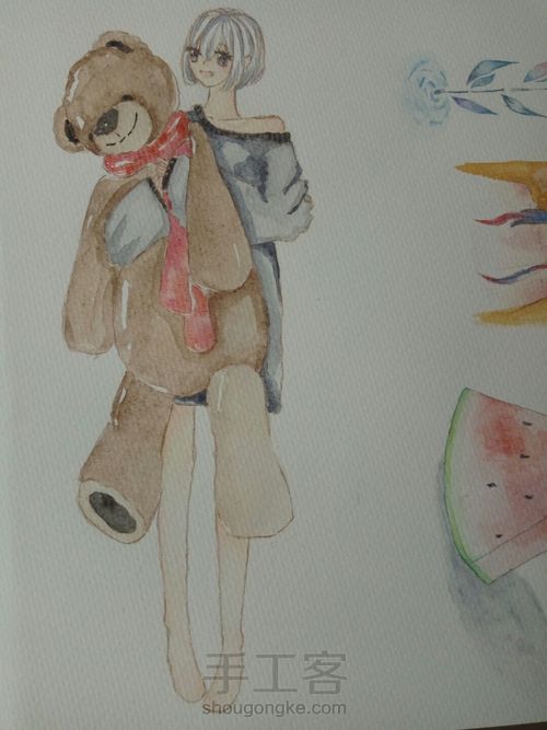 抱着泰迪的姑娘 第13步