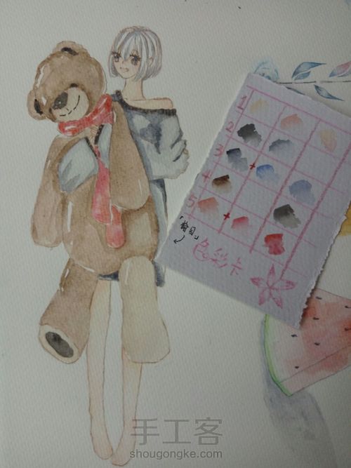 抱着泰迪的姑娘 第15步