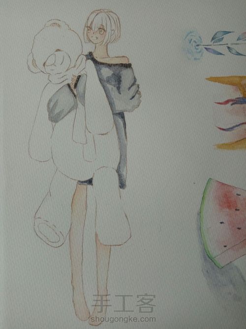 抱着泰迪的姑娘 第5步