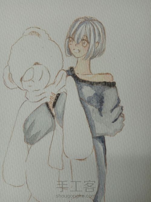 抱着泰迪的姑娘 第7步