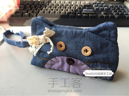旧物改造 牛仔猫猫零钱包 第1步