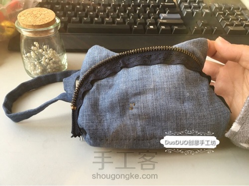 旧物改造 牛仔猫猫零钱包 第19步