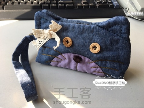 旧物改造 牛仔猫猫零钱包 第22步
