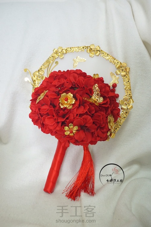 3-团扇中式婚礼新娘手捧花 第1步