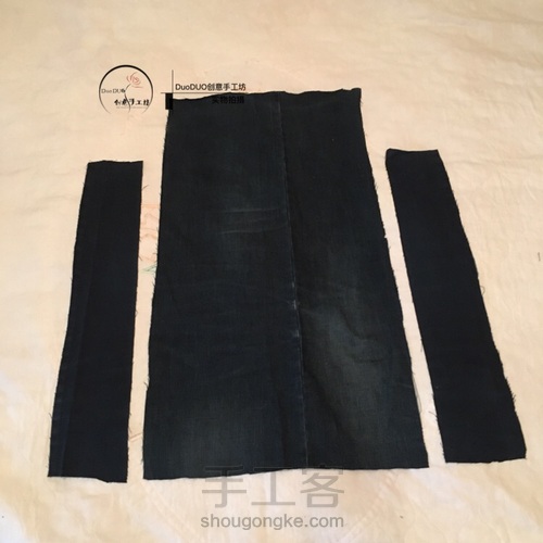 旧物改造 牛仔围裙 第3步