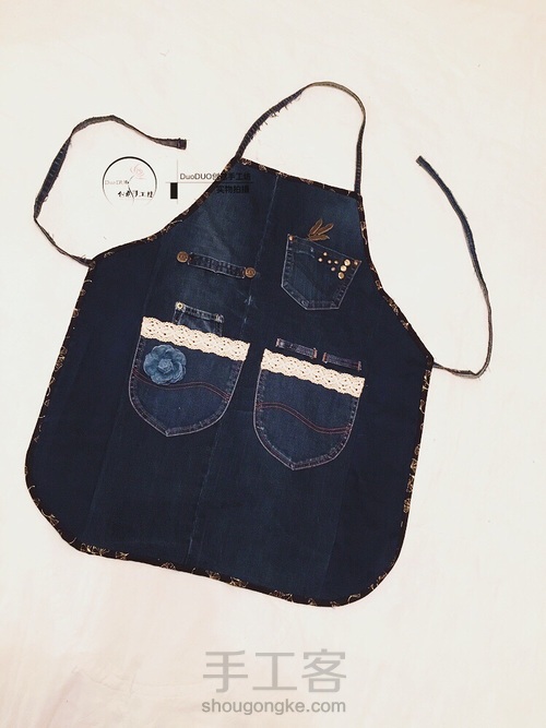 旧物改造 牛仔围裙 第1步