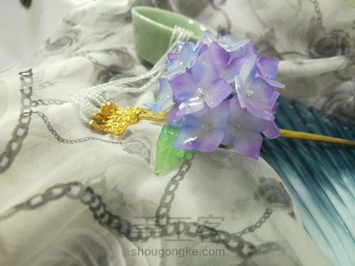 热缩片 无尽夏紫阳花发簪 第12步
