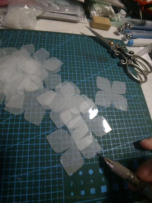 热缩片 无尽夏紫阳花发簪 第2步