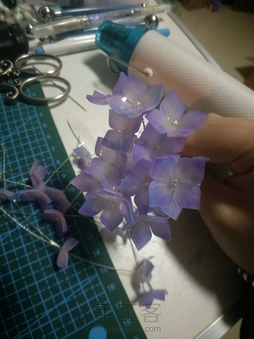 热缩片 无尽夏紫阳花发簪 第5步