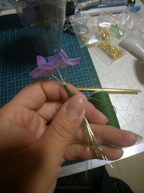 热缩片 无尽夏紫阳花发簪 第6步