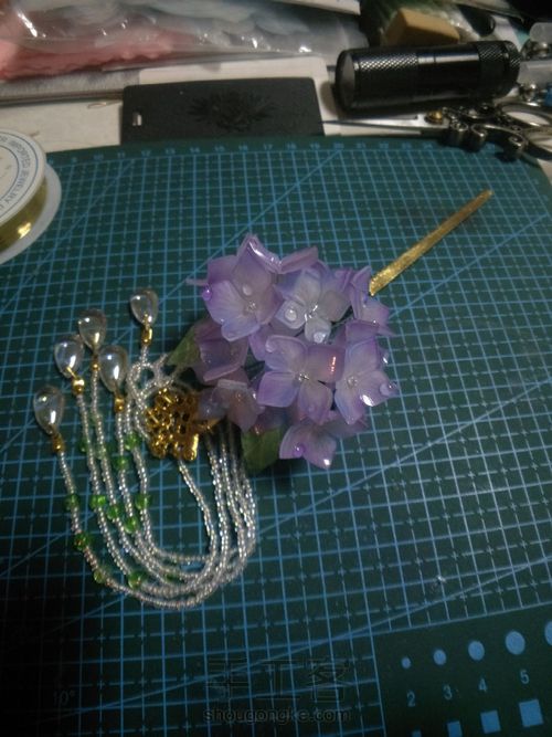 热缩片 无尽夏紫阳花发簪 第9步