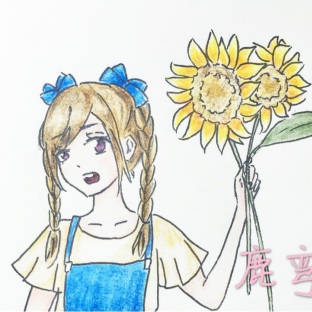 【Wan☆】彩铅手绘向日葵小女孩