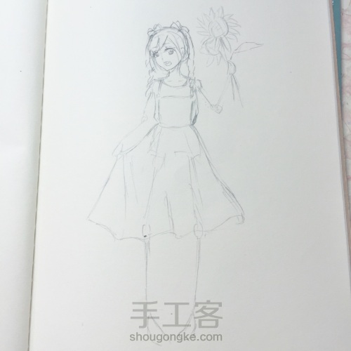 【Lu☆】彩铅手绘向日葵小女孩 第2步