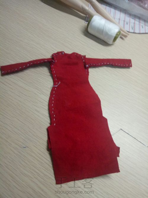 六分娃衣——红色旗袍 第5步