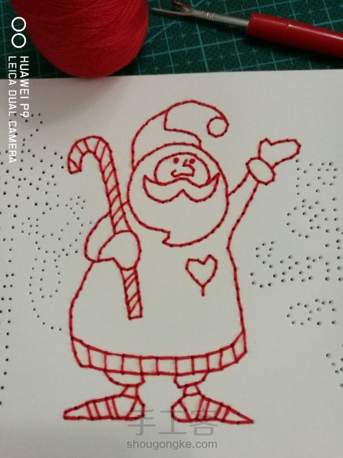 圣诞老人纸刺绣装饰画 第5步