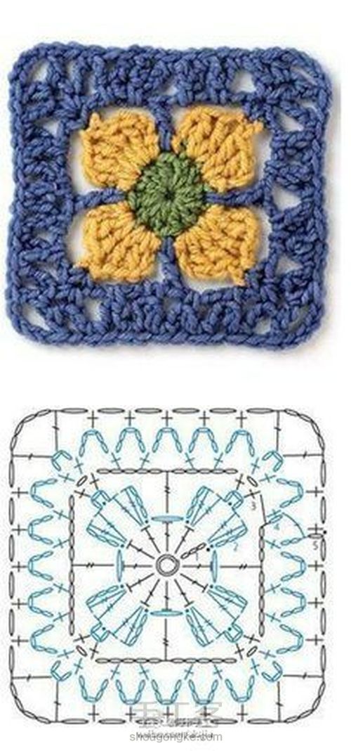 钩针花片图解 第4步