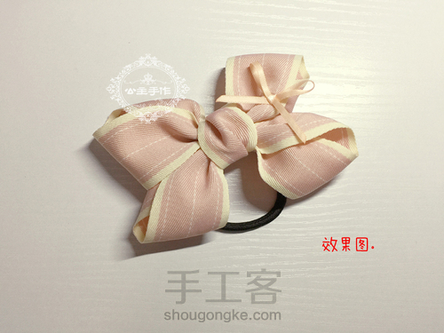 【公主手作】韩版布艺可爱双层蝴蝶结发圈制作教程 第17步