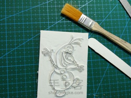 【橡皮章+热缩】ELSA和雪宝 第14步