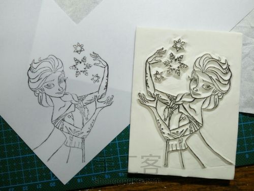 【橡皮章+热缩】ELSA和雪宝 第20步