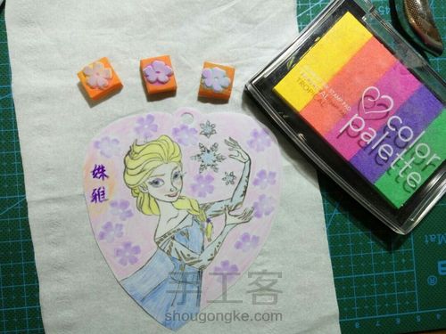 【橡皮章+热缩】ELSA和雪宝 第22步