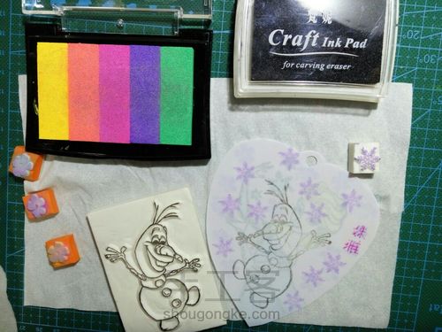 【橡皮章+热缩】ELSA和雪宝 第23步