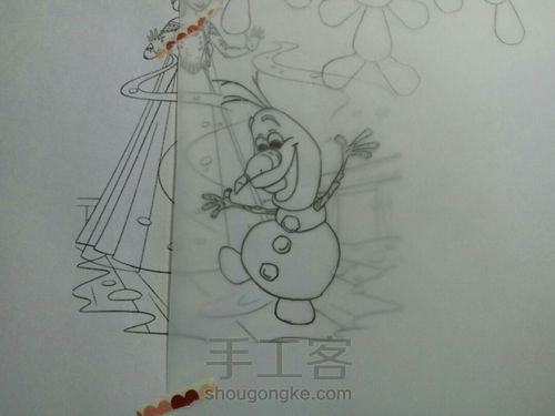 【橡皮章+热缩】ELSA和雪宝 第4步