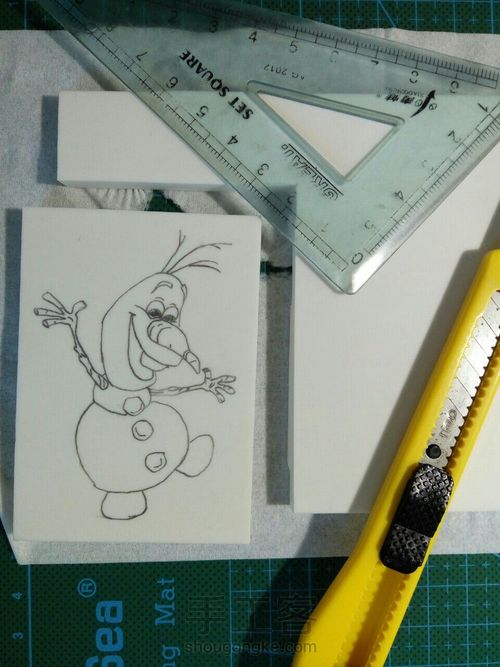 【橡皮章+热缩】ELSA和雪宝 第6步