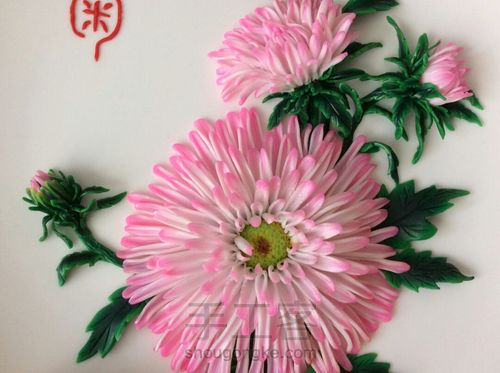 懒兔子软陶菊，花盘教程，粉色 第13步