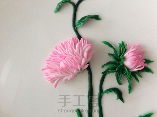 懒兔子软陶菊，花盘教程，粉色 第7步