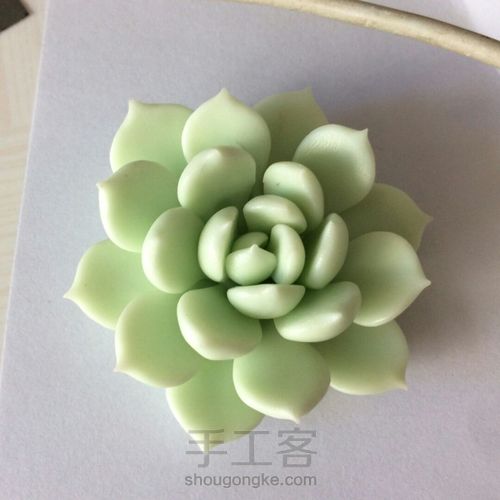 懒兔子软陶多肉教程静夜 第8步