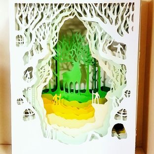 渐变色纸雕《林深时见鹿》