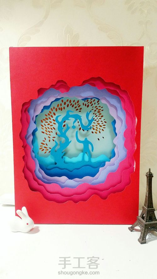 渐变色纸雕《萤烛之辉》 第14步