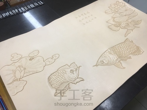手工皮雕中国风装饰画 第4步