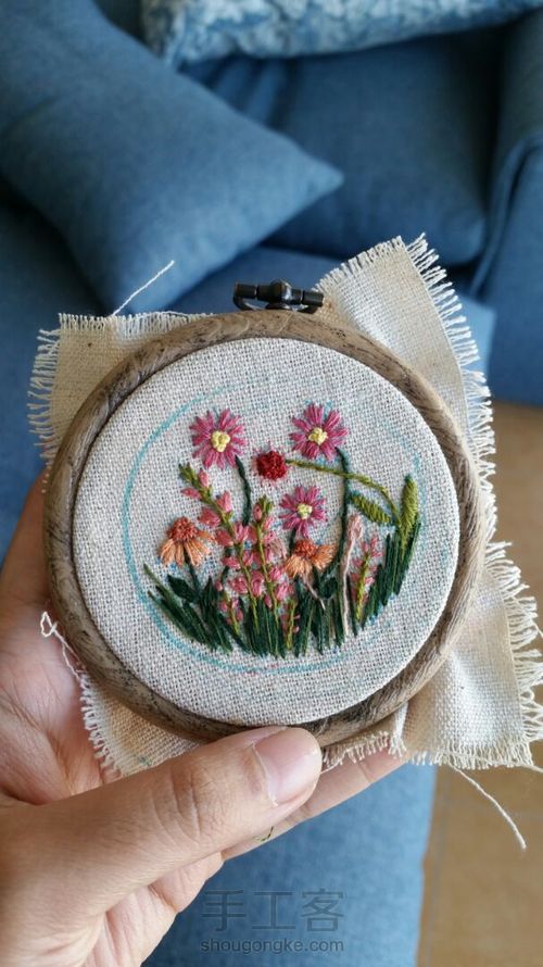 刺绣手工镜子 第2步