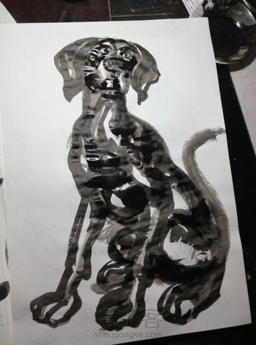 自己画狗的体会，谈不上是国画，只是涂鸦（我用的是粉廉纸） 第5步