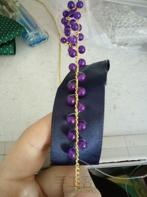 紫色蕾丝颈链chocker锁骨链 第5步