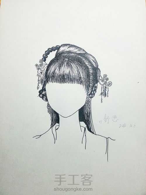 古风妹子的线描画 /舒意。 第7步