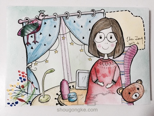 水彩小画 第3步