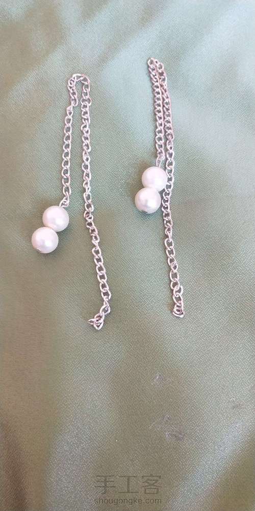 网红珍珠烫花耳链发箍 第13步