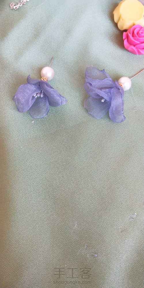 网红珍珠烫花耳链发箍 第16步