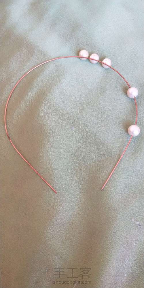 网红珍珠烫花耳链发箍 第2步