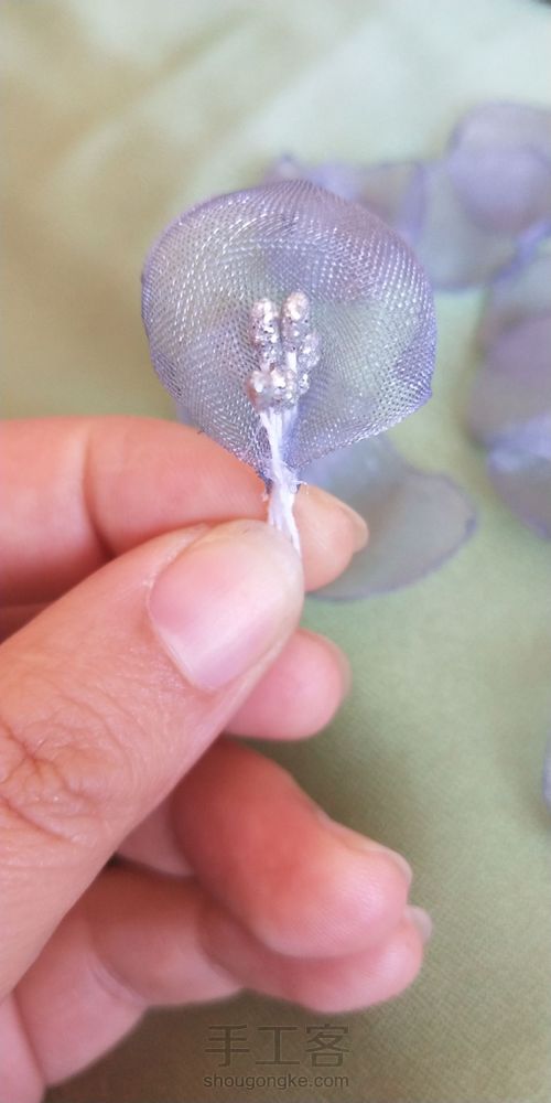 网红珍珠烫花耳链发箍 第6步